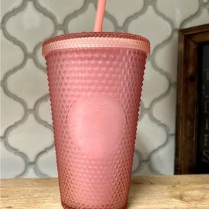Studded light pink new cold drink cup